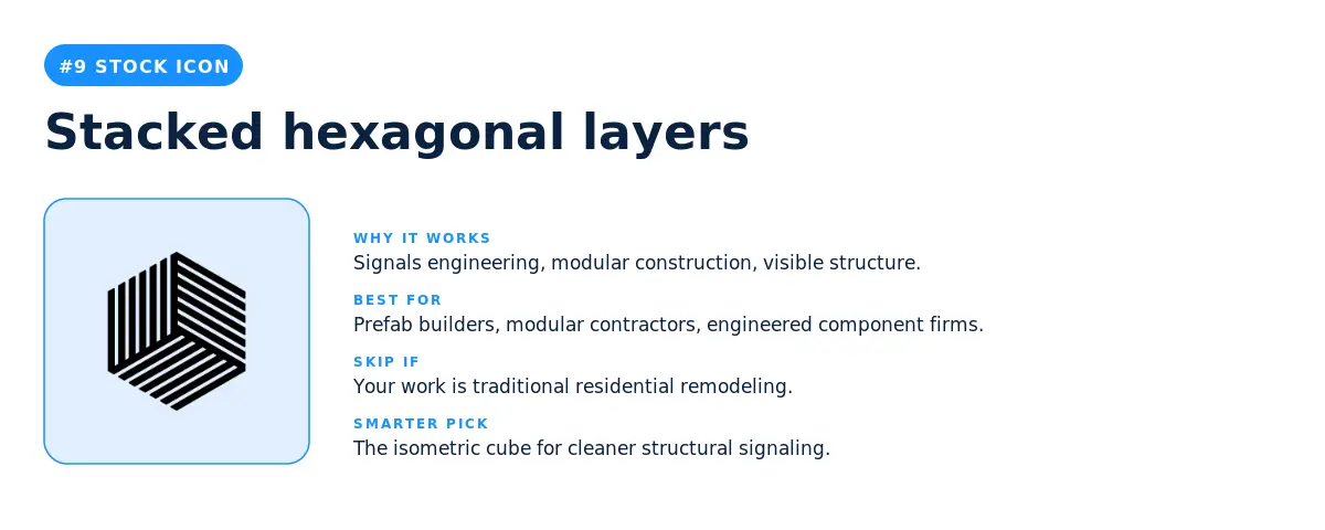 Stacked hexagonal layers stock construction logo icon