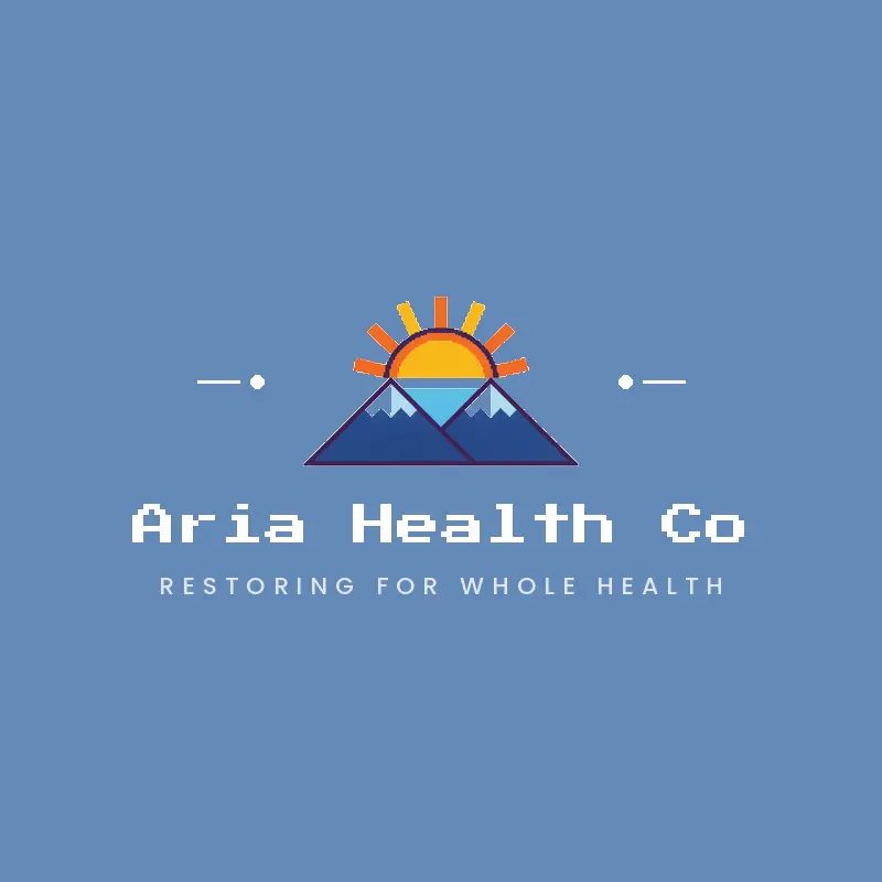 A sunrise over a mountain peak, a recovery logo in a pixel style