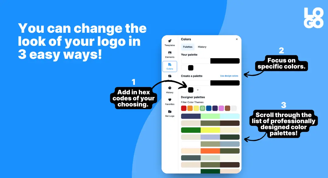 change the colors of your logo using the color tool