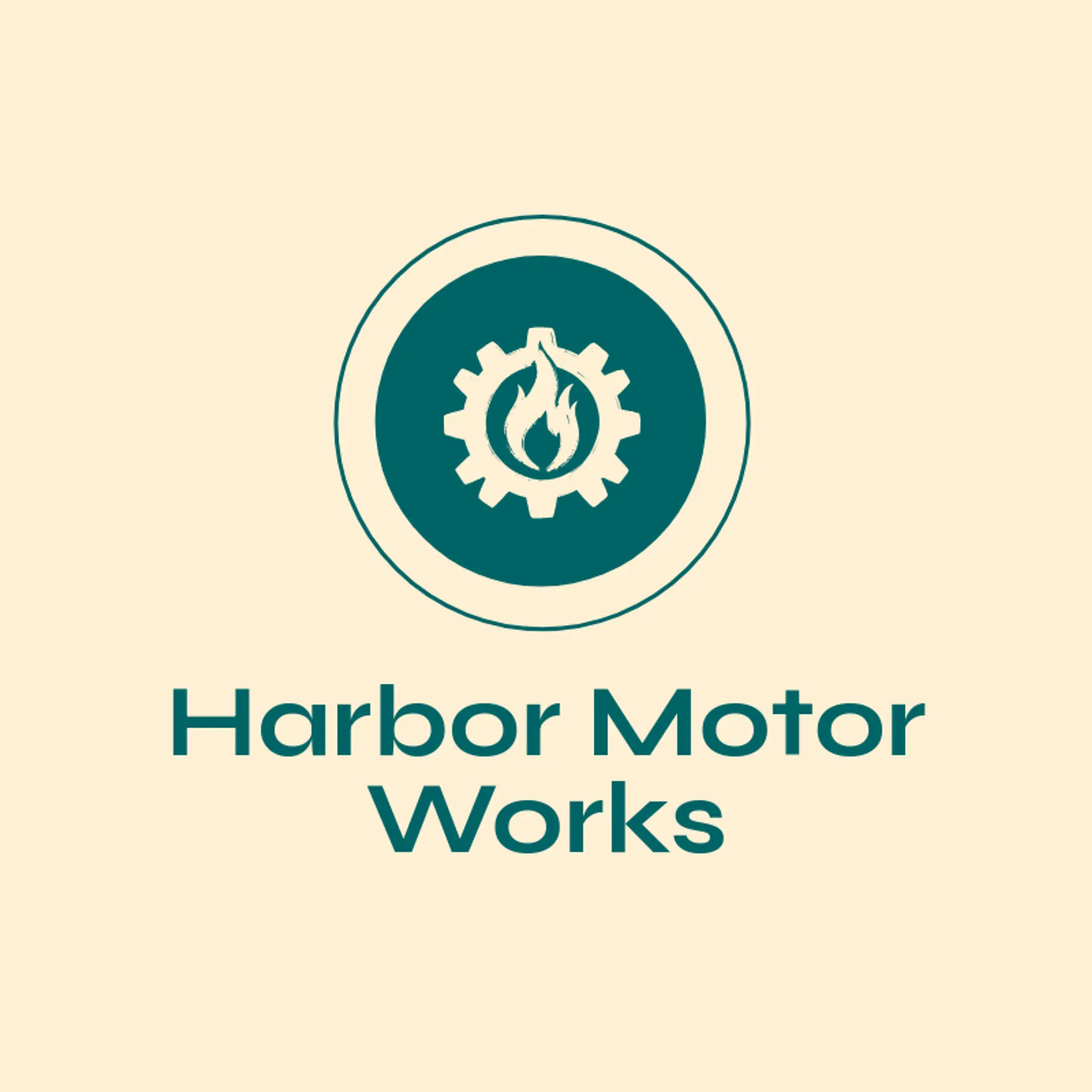Harbor Motor Works logo for engine