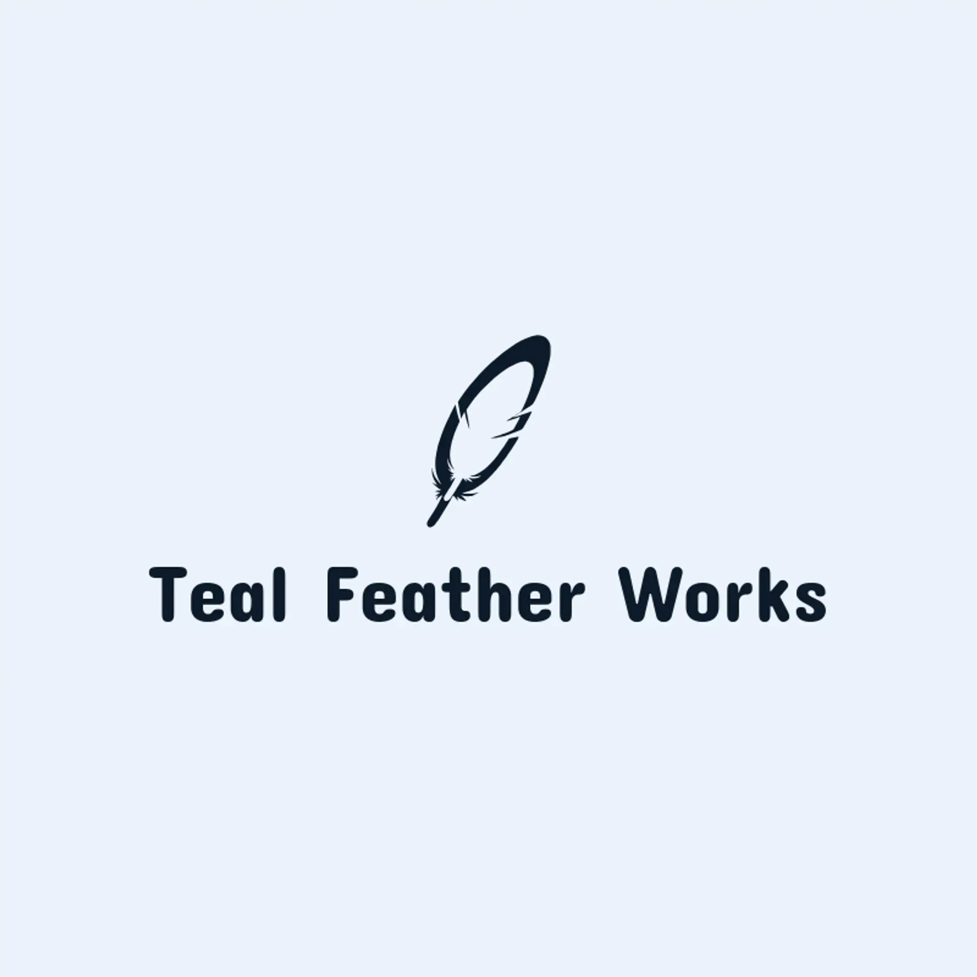 Teal Feather Works logo for peacock