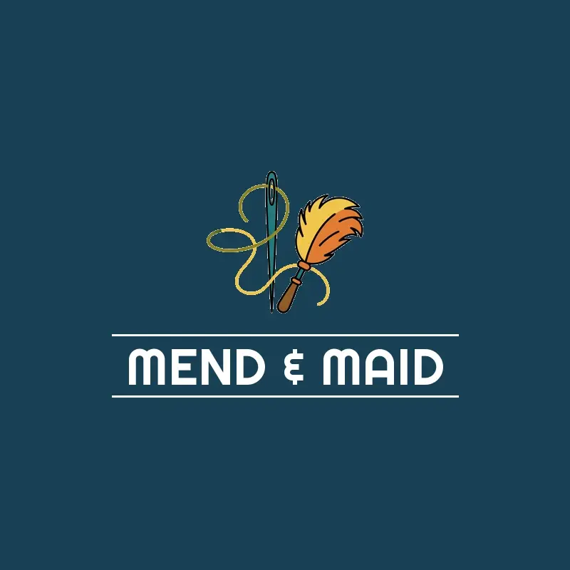 The cleaning name Mend & Maid as a branded logo in a retro style