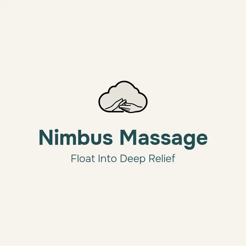 The massage name Nimbus Massage as a branded logo with a single color icon
