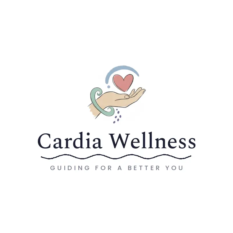 A hand cradling a heart, a home care logo in an illustrated style