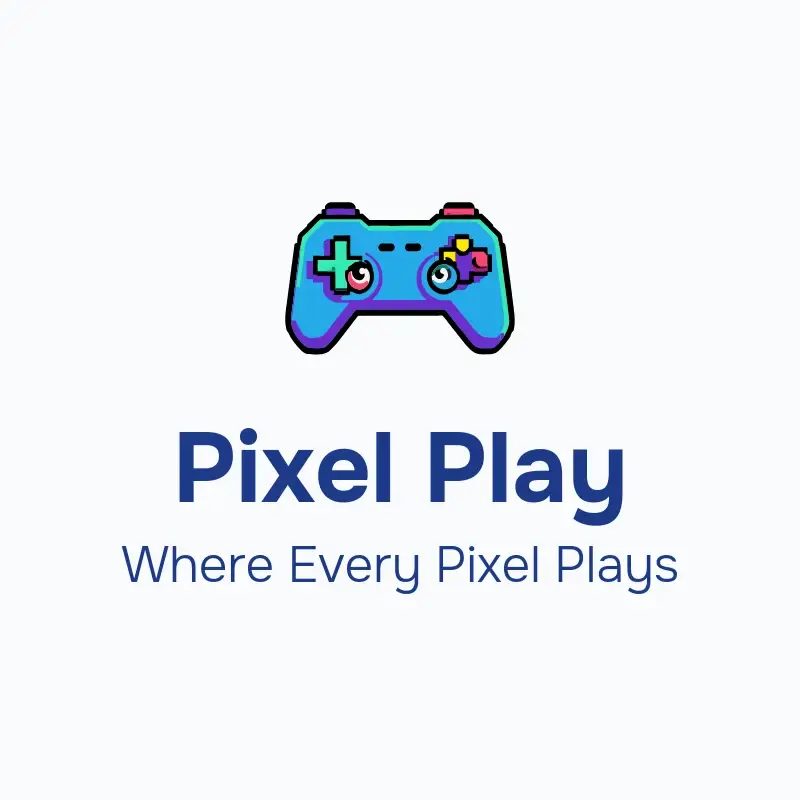 The YouTube name Pixel Play as a branded logo with a color icon