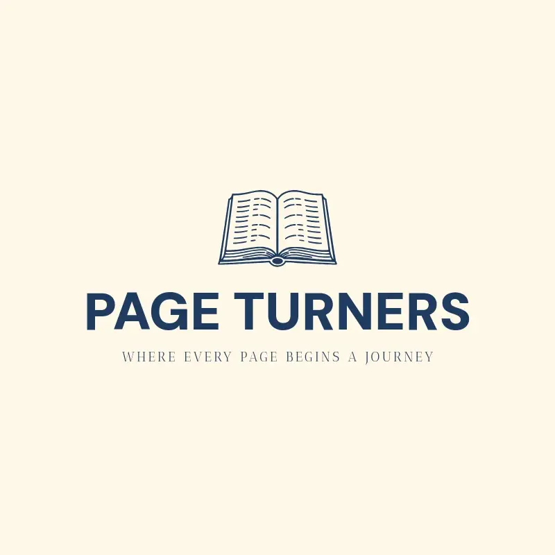 The bookstore name Page Turners as a branded logo with a single color icon