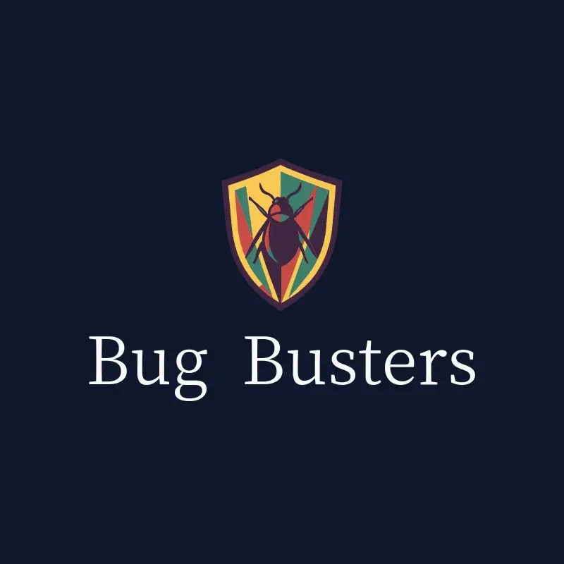 The pest control name Bug Busters as a branded logo with a color icon