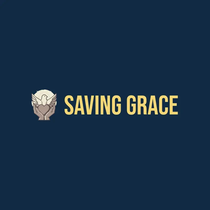 The charity name Saving Grace as a branded logo with a single color icon