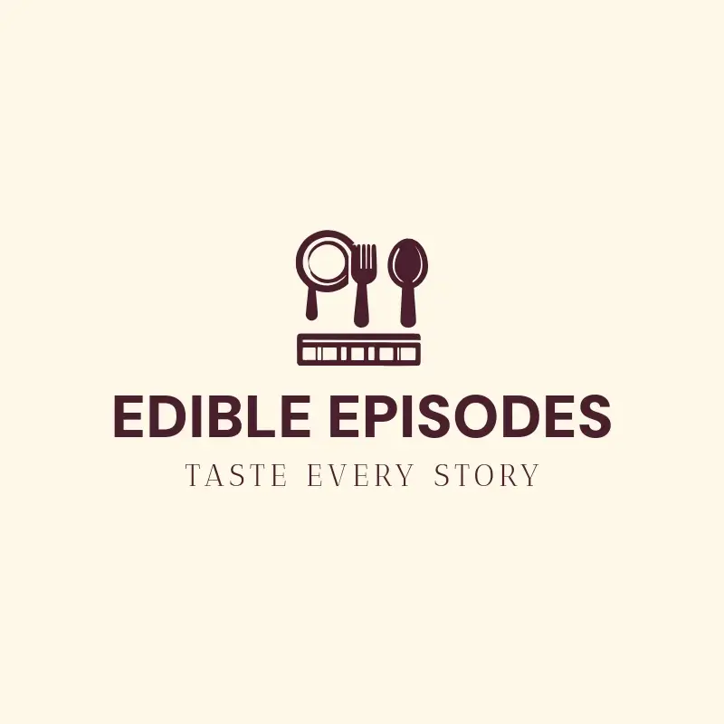 The podcast name Edible Episodes as a branded logo with a single color icon