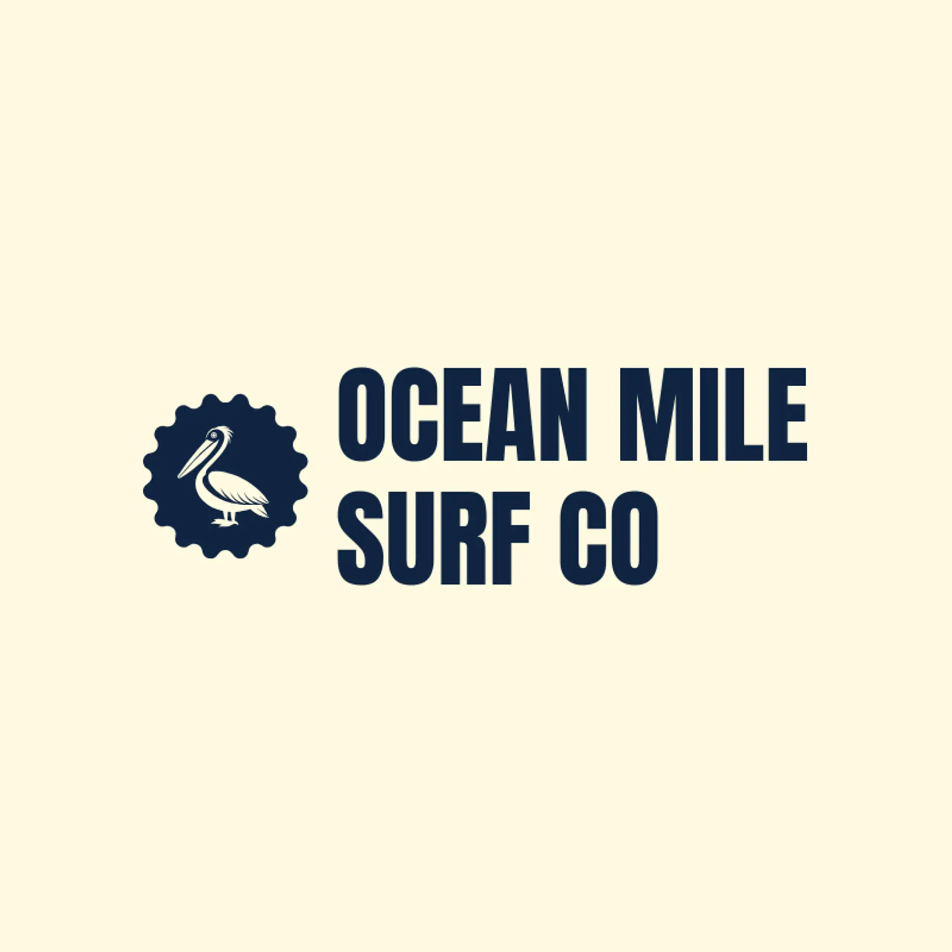 Ocean Mile Surf Co logo for pelican