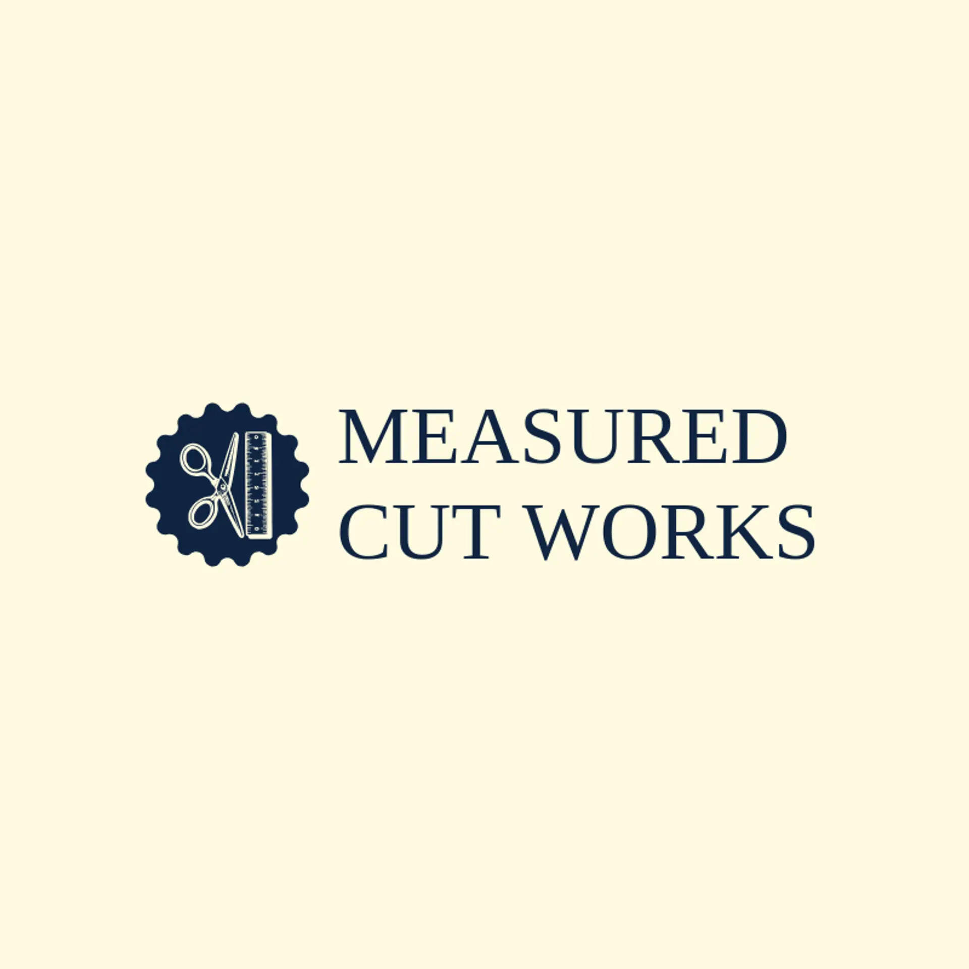 Measured Cut Works logo for scissors