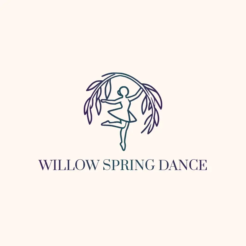 The dance studio name Willow Spring Dance as a branded logo with a single color icon