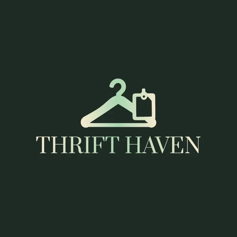 The thrift store name Thrift Haven as a branded logo with a single color icon