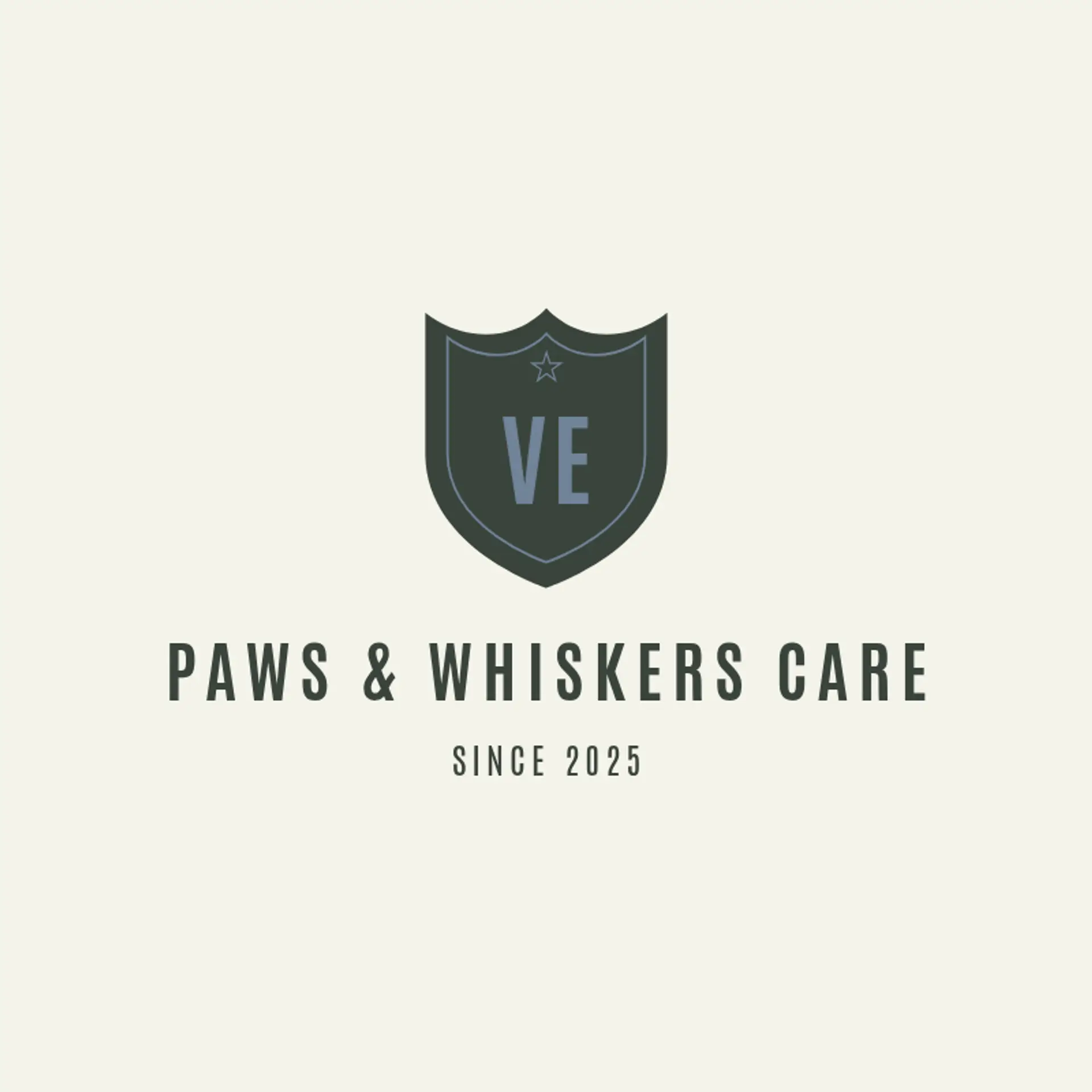Paws & Whiskers Care logo for pet care