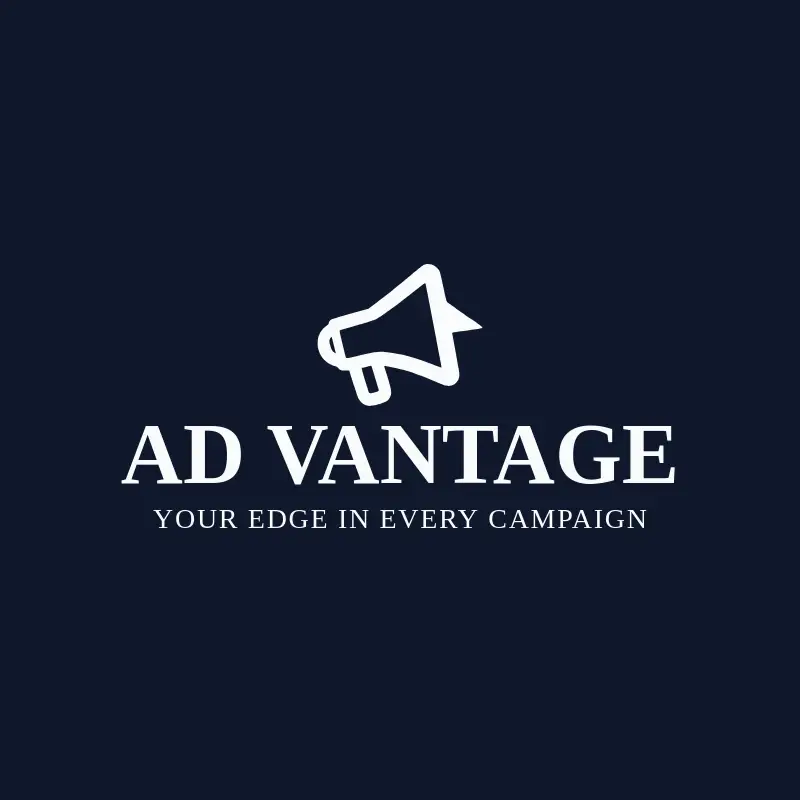 The digital marketing company name Ad Vantage as a branded logo with a single color icon