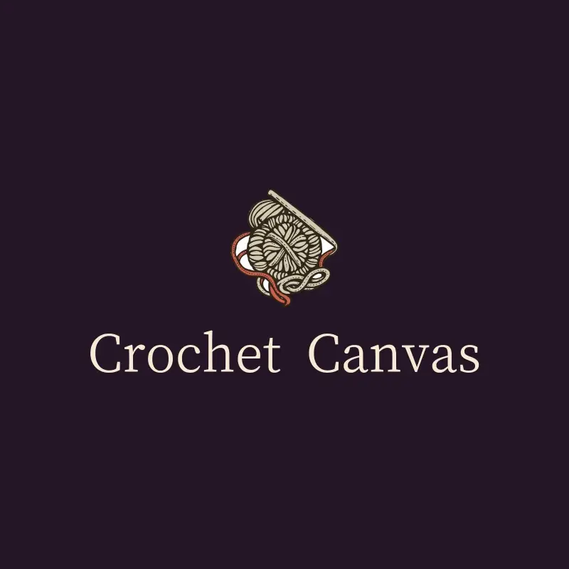 The crochet business name Crochet Canvas as a branded logo with a color icon