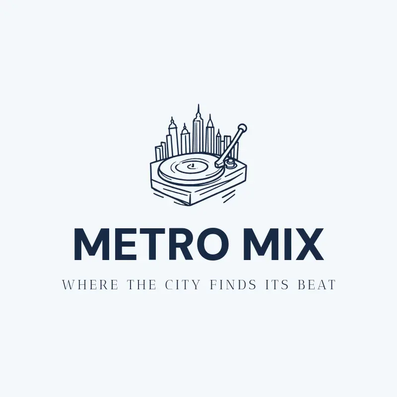 The music brand name Metro Mix as a branded logo with a single color icon