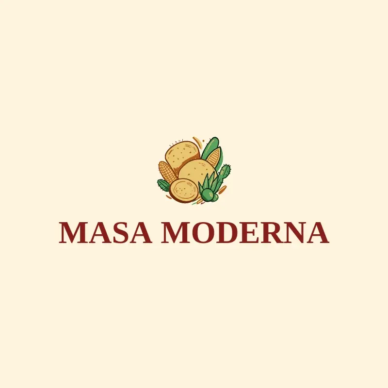 The Mexican restaurant name Masa Moderna as a branded logo with a color icon