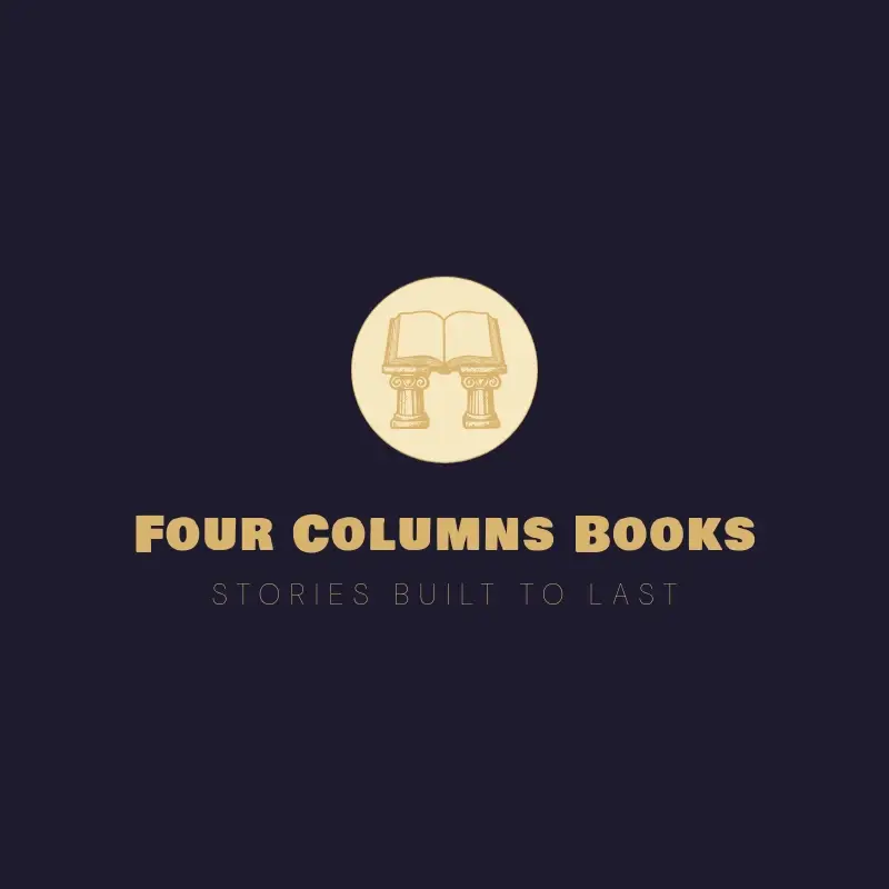 The book name Four Columns Books as a branded logo with a single color icon