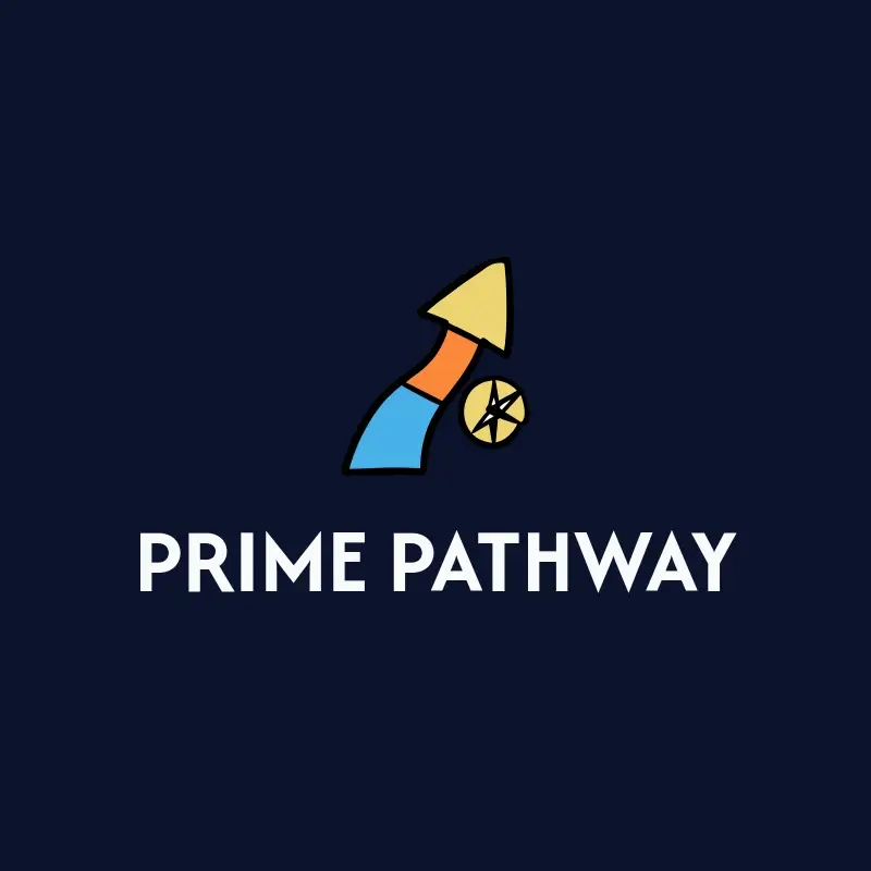 The consulting business name Prime Pathway as a branded logo with a color icon