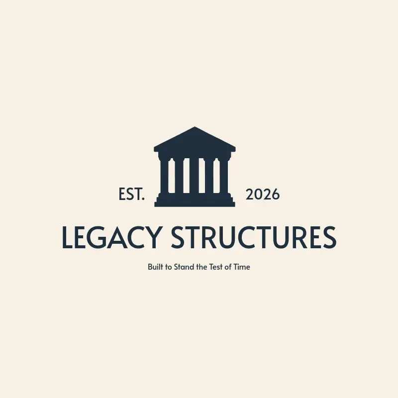 The construction company name Legacy Structures as a branded logo with a single color icon