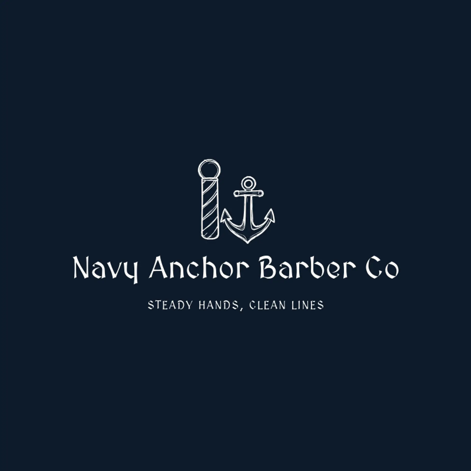 Navy Anchor Barber Co logo for men salon