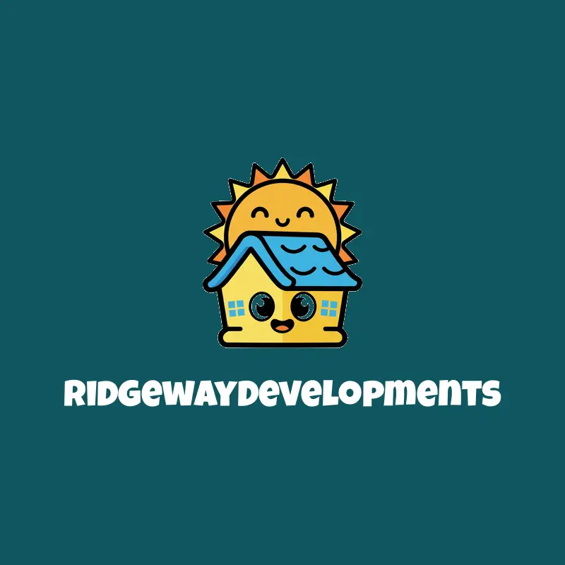 Construction logo idea: house with a rising sun in a cartoon style