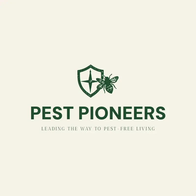 The pest control name Pest Pioneers as a branded logo with a single color icon