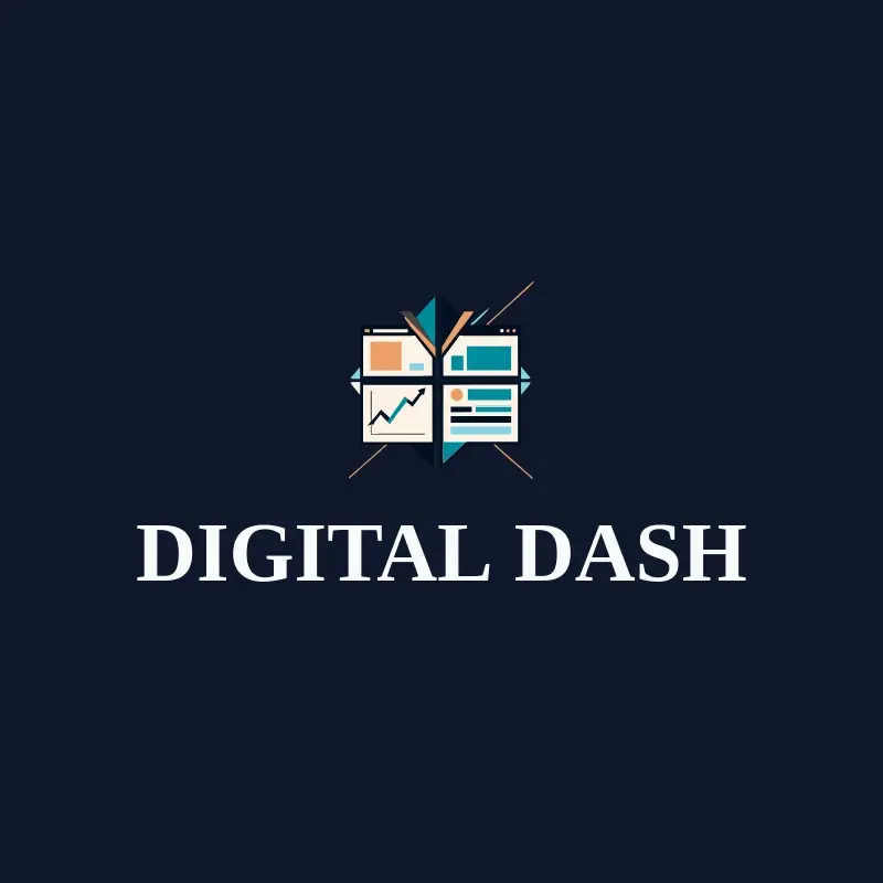 The digital marketing company name Digital Dash as a branded logo with a color icon