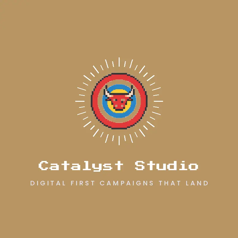 A clean bullseye target, a focused advertising logo in a pixel style