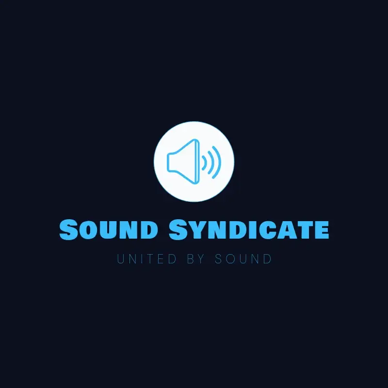 The music brand name Sound Syndicate as a branded logo with a single color icon