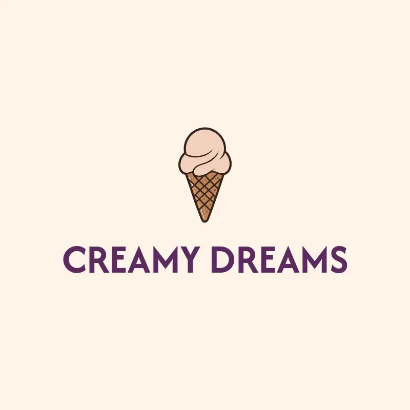 The ice cream shop name Creamy Dreams as a branded logo with a color icon