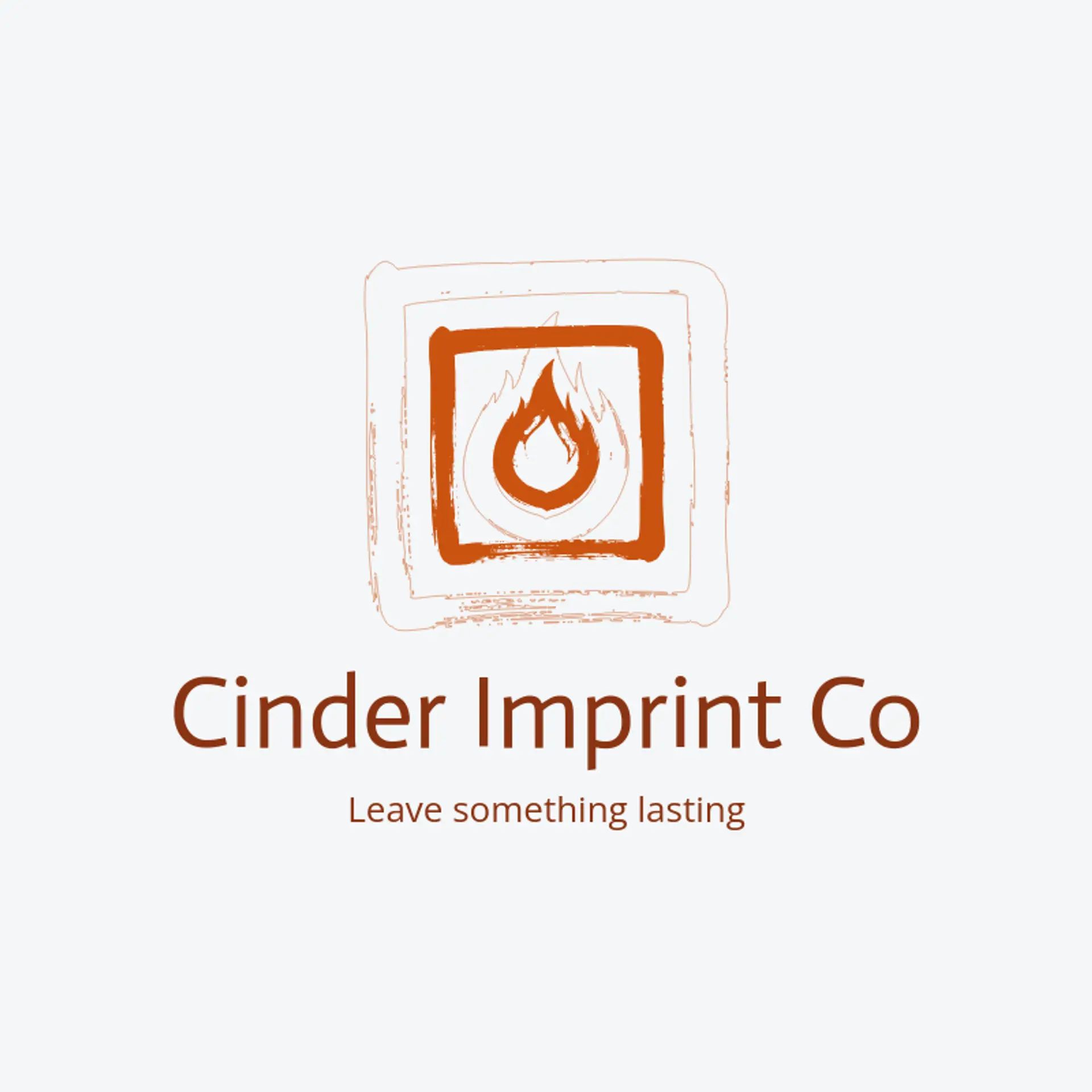 Cinder Imprint Co logo for stamp