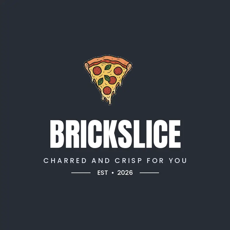 A one color pizza slice heart logo on a charcoal background.