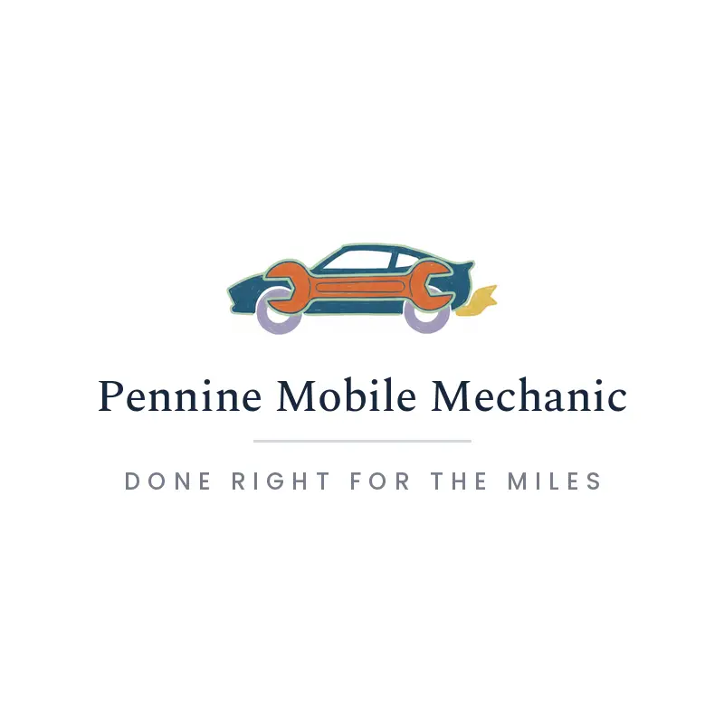 Illustrated car mechanic logo with a car and a wrench