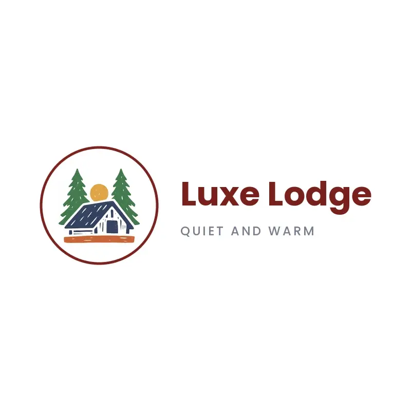 The hotel name Luxe Lodge as a branded logo in a linocut style