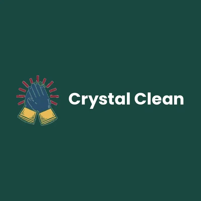 The cleaning name Crystal Clean as a branded logo in a linocut style