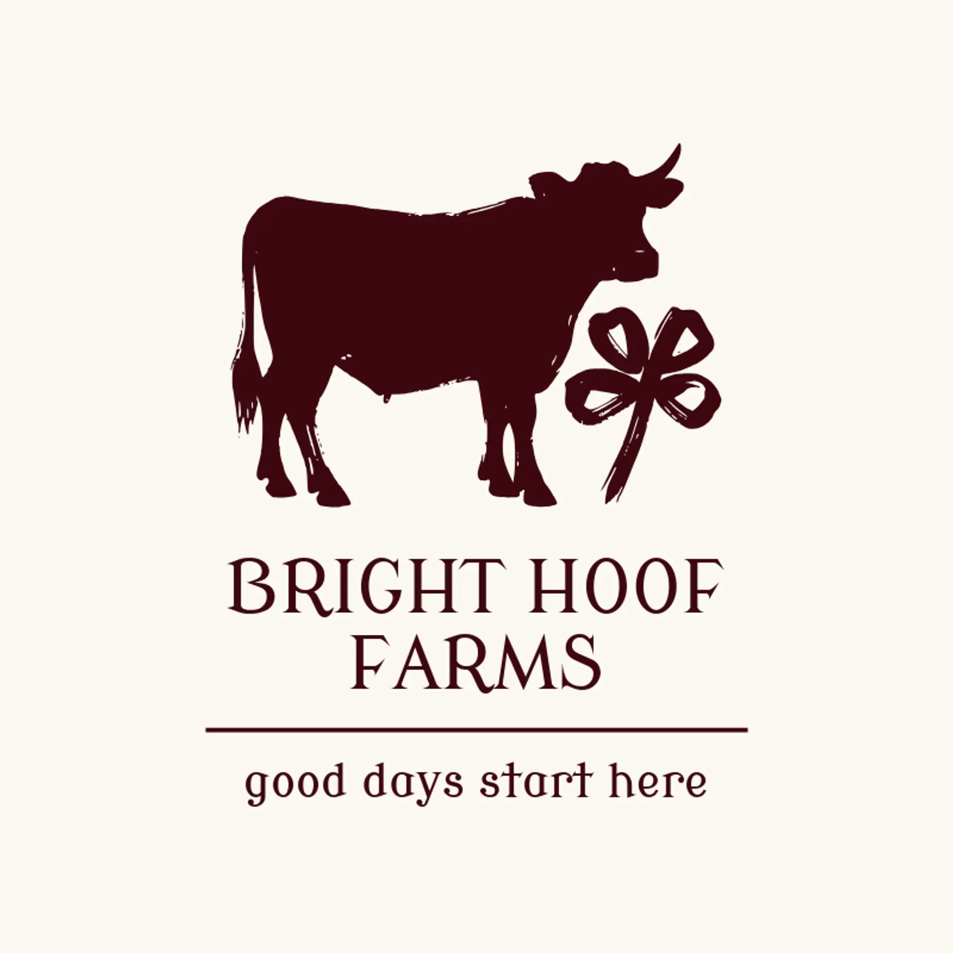 Bright Hoof Farms logo for cow