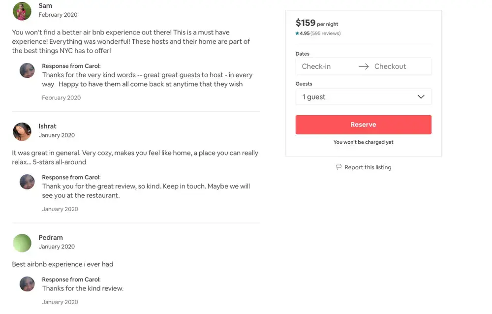 Airbnb owner responds to feedback | Source: Business Insider