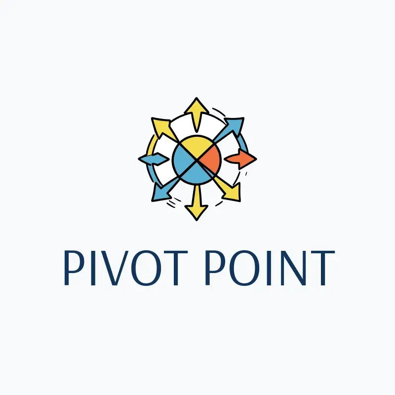 The consulting business name Pivot Point as a branded logo with a color icon