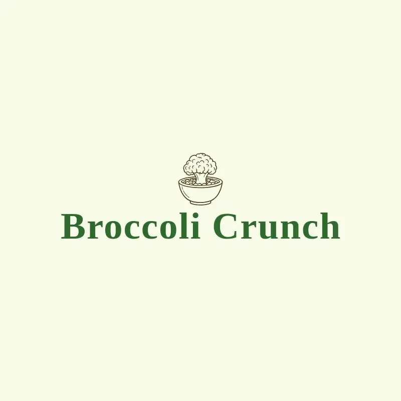 The cereal name Broccoli Crunch as a branded logo with a single color icon