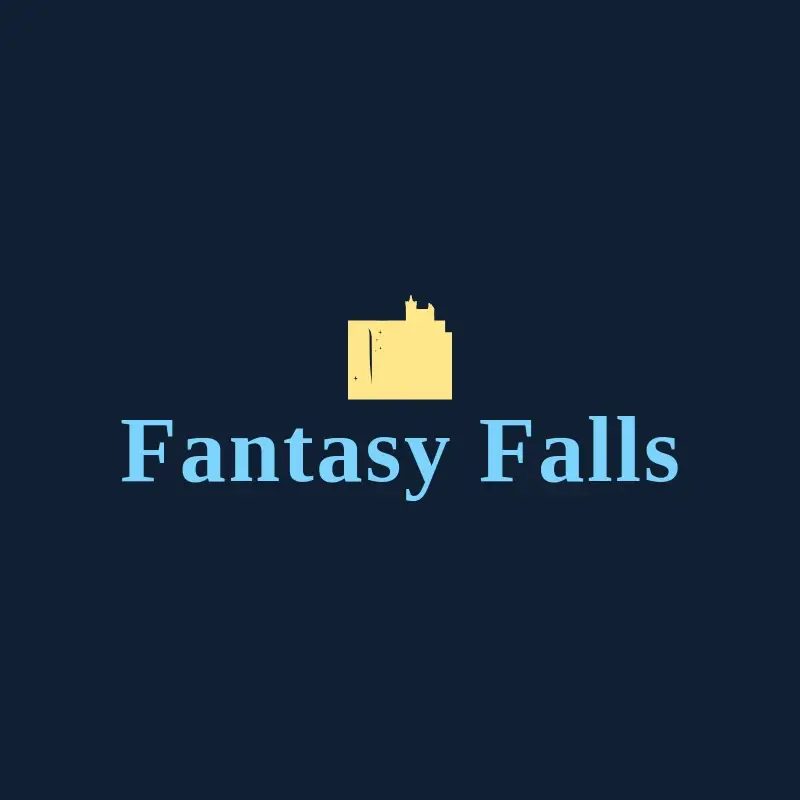 The theme park name Fantasy Falls as a branded logo with a single color icon