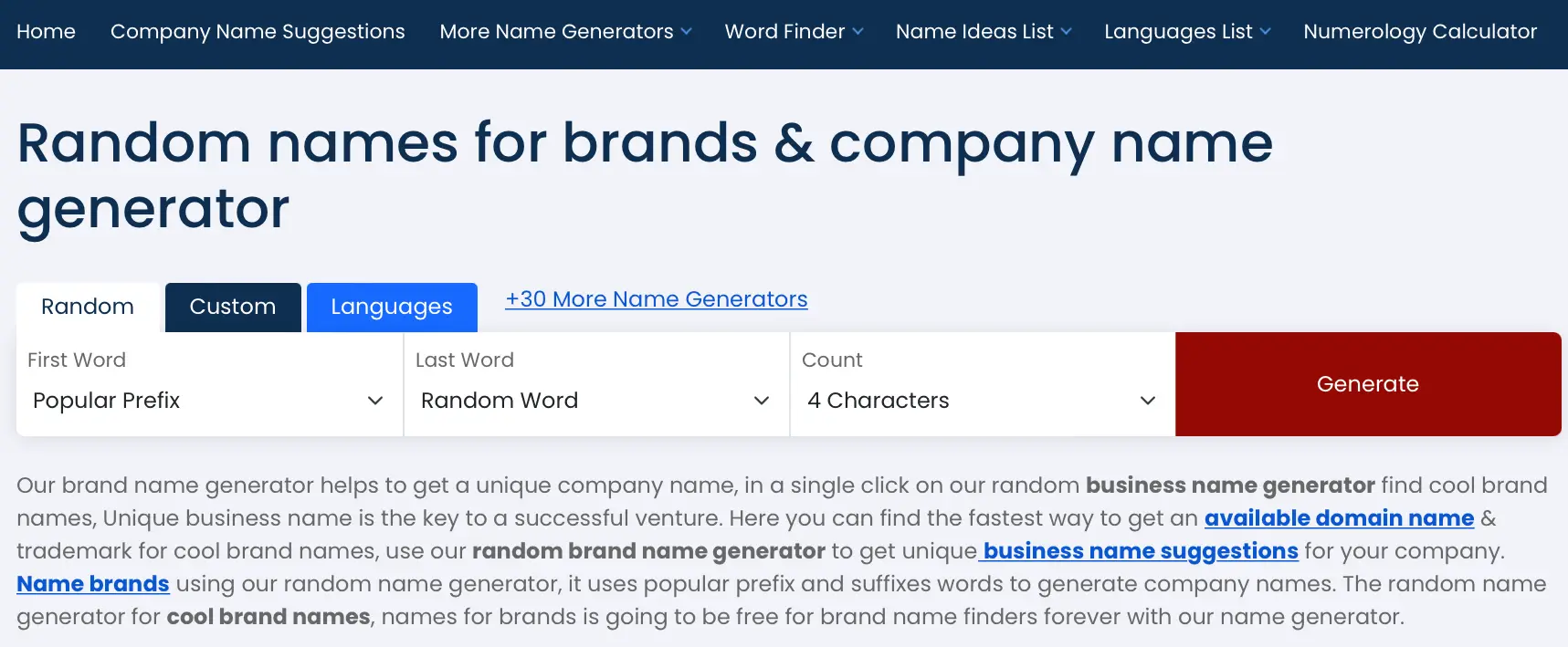 Names4Brands business name generator