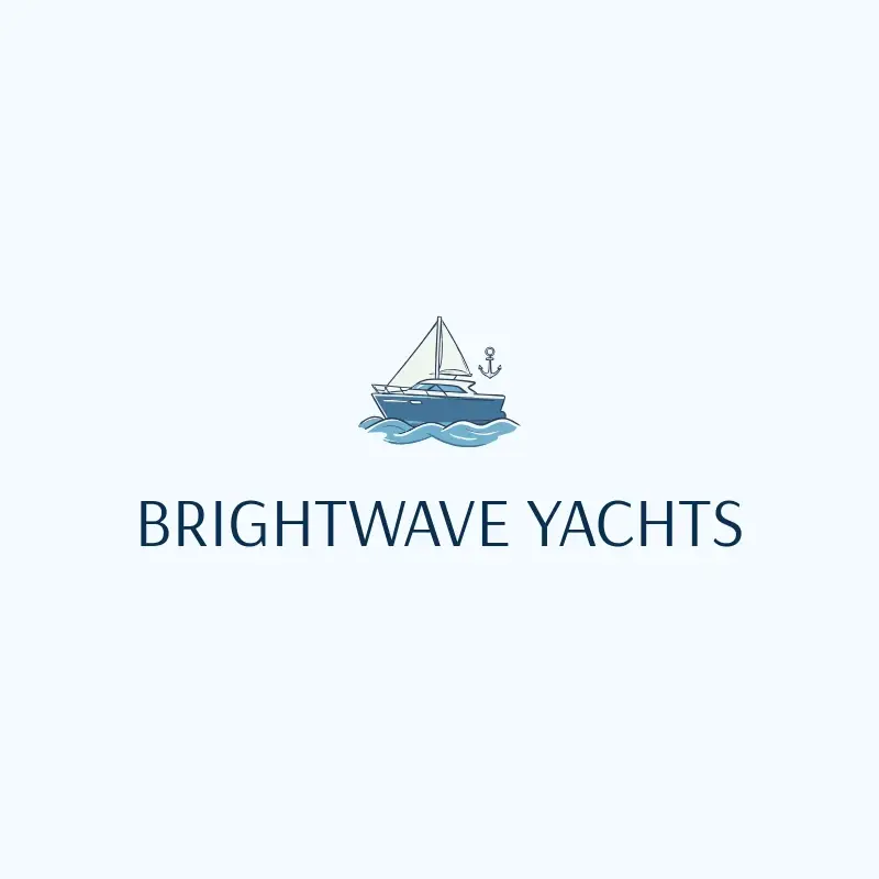 The boat name Brightwave Yachts as a branded logo with a color icon