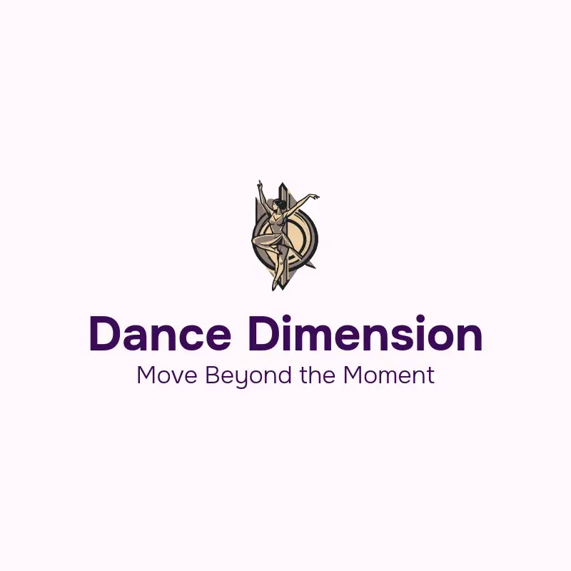 The dance studio name Dance Dimension as a branded logo with a color icon