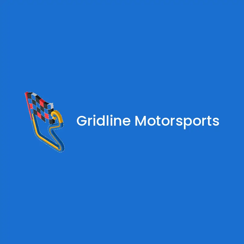 An isometric racing flag folding into a circuit outline on blue for a track brand.
