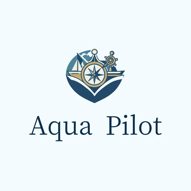 The boat name Aqua Pilot as a branded logo with a color icon