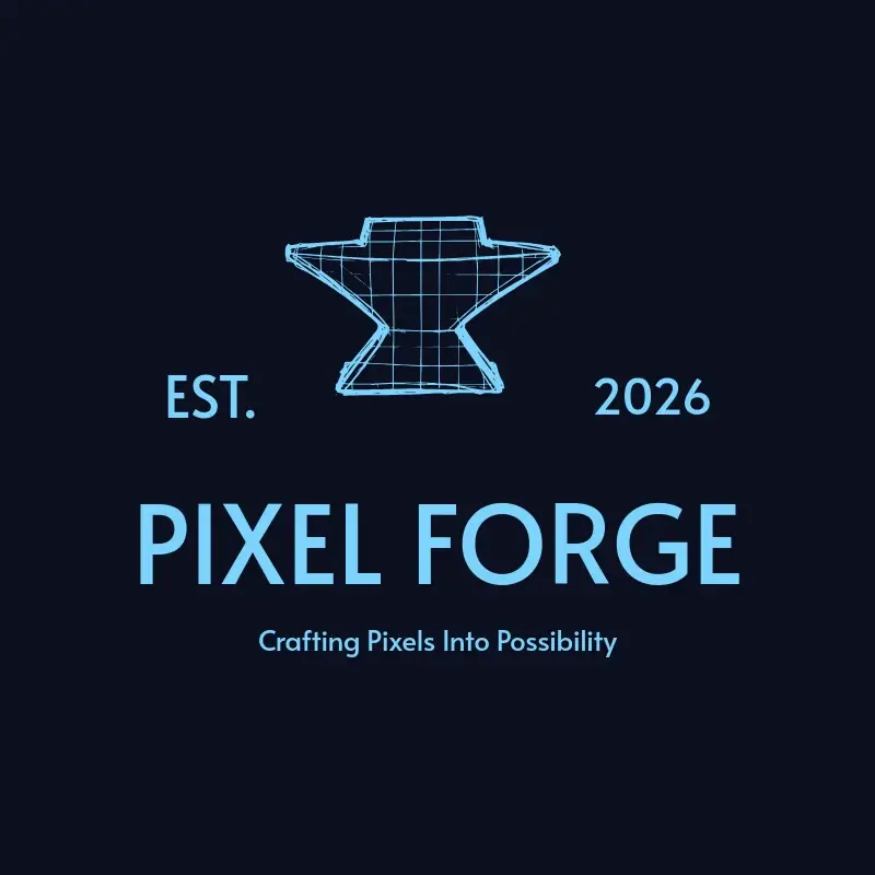 The Twitch name Pixel Forge as a branded logo with a single color icon