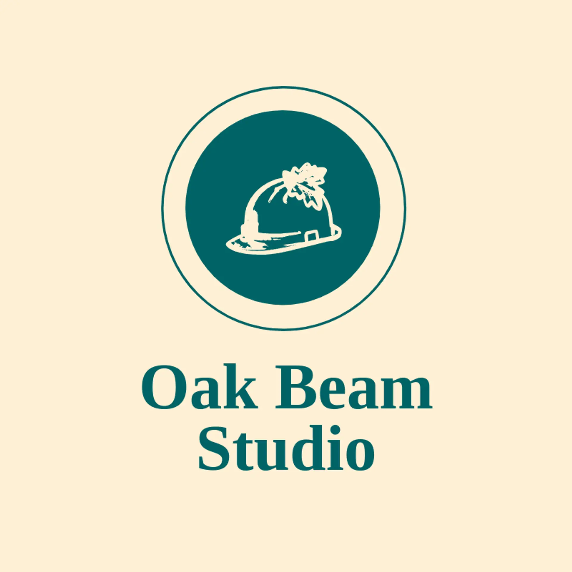 Oak Beam Studio logo for hard hat