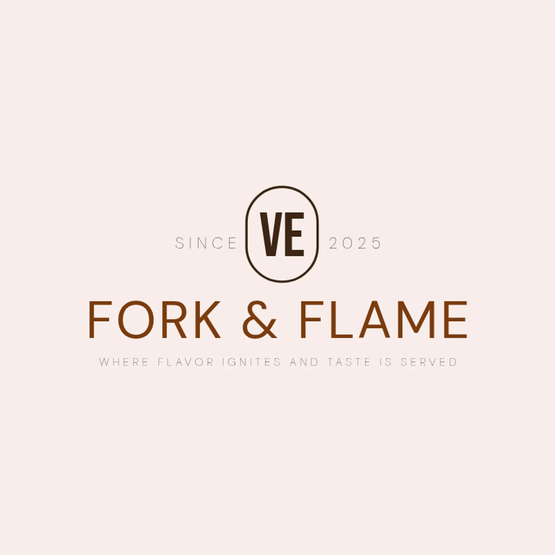 Fork & Flame logo for cool restaurant